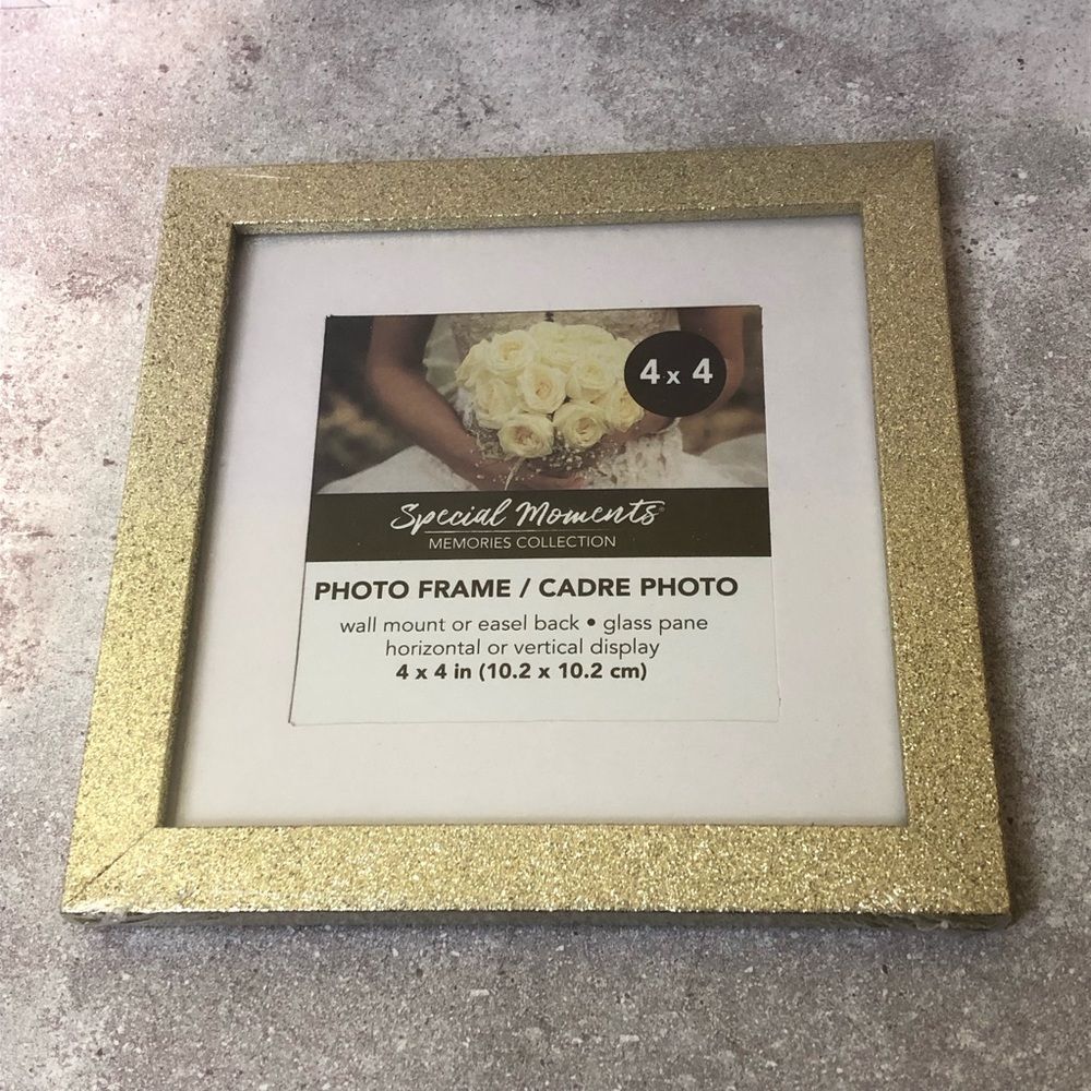 NEW Gold Glitter 4x4 Photo Frame – Special Moments Memories Collection